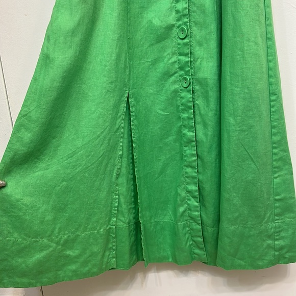 NICHOLAS Troy Dress Green Linen Midi Button Front Puff Sleeves US 4 Small - Picture 7 of 16